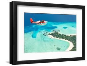 Sea Plane Flying above Maldives Islands-Jag_cz-Framed Photographic Print