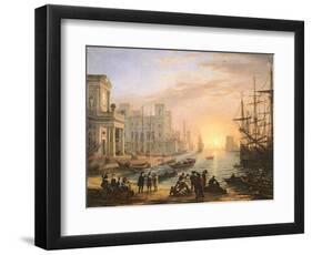 Sea Port at Sunset, 1639-Claude Lorraine-Framed Giclee Print