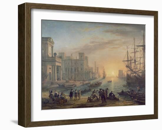 Sea Port at Sunset, 1639-Claude Lorraine-Framed Giclee Print