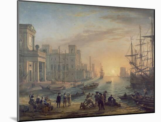 Sea Port at Sunset, 1639-Claude Lorraine-Mounted Giclee Print