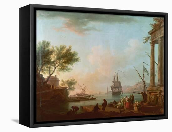 Sea Port, Sunrise, 1757-Claude Joseph Vernet-Framed Stretched Canvas