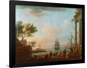 Sea Port, Sunrise, 1757-Claude Joseph Vernet-Framed Giclee Print