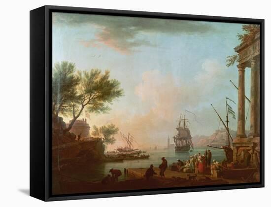 Sea Port, Sunrise, 1757-Claude Joseph Vernet-Framed Stretched Canvas