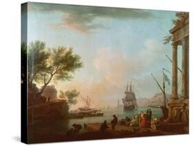 Sea Port, Sunrise, 1757-Claude Joseph Vernet-Stretched Canvas