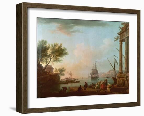 Sea Port, Sunrise, 1757-Claude Joseph Vernet-Framed Giclee Print