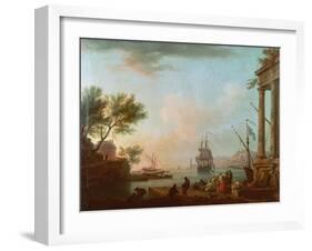 Sea Port, Sunrise, 1757-Claude Joseph Vernet-Framed Giclee Print