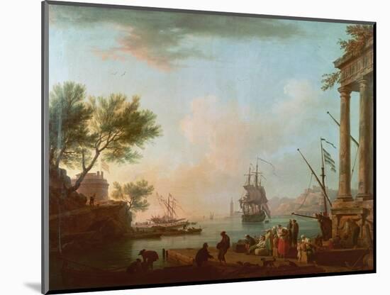 Sea Port, Sunrise, 1757-Claude Joseph Vernet-Mounted Giclee Print