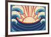 Sea Poster.Grunge Illustration Of Sea Landscape-GeraKTV-Framed Premium Giclee Print