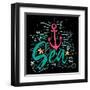 Sea Print T-Shirts for Summer. Vector Illustration. Hand Lettering. Contour Drawing.-Karma3-Framed Art Print