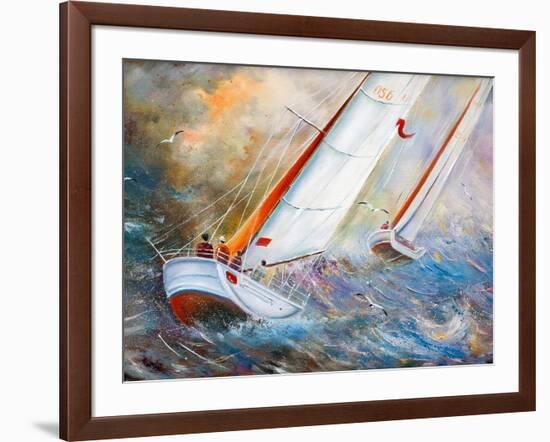 Sea Regatta At A Gale-balaikin2009-Framed Art Print