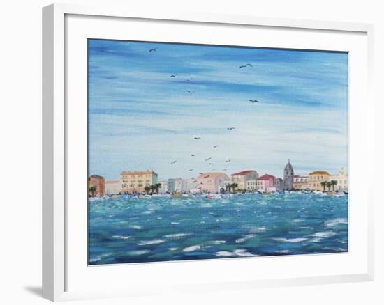 Sea Scene with Houses, 1995-Carolyn Hubbard-Ford-Framed Giclee Print