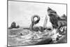 Sea Serpent Attacking Ship-null-Mounted Giclee Print