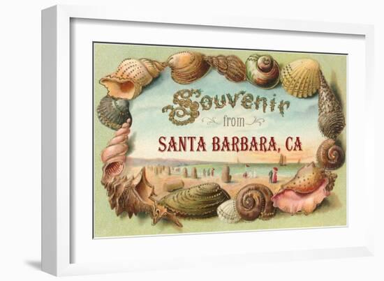 Sea Shells, Souvenir from Santa Barbara, California-null-Framed Art Print