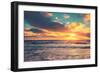 Sea Shore at Sunset with Cloudy Sky-vvvita-Framed Photographic Print