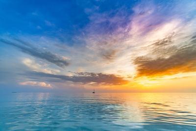 Sea sky clouds, horizon. Colorful seascape horizontal background banner ...