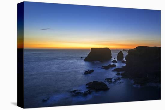 Sea stacks and cliffs at sunset, Shetland Islands, Scotland-Philippe Clement-Stretched Canvas