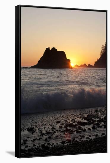 Sea Stacks and Pacific Ocean, Second Beach, Olympic National Park, Washington, USA-Merrill Images-Framed Stretched Canvas