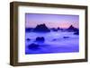 Sea stacks at dusk, El Matador State Beach, Malibu, California, USA-Russ Bishop-Framed Photographic Print