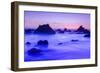 Sea stacks at dusk, El Matador State Beach, Malibu, California, USA-Russ Bishop-Framed Photographic Print