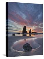 Sea Stacks at Sunset, Cannon Beach, Oregon, United States of America, North America-James Hager-Stretched Canvas