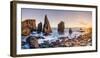 Sea stacks at sunset, Reykjanes peninsula, Iceland.-Marco Bottigelli-Framed Photographic Print