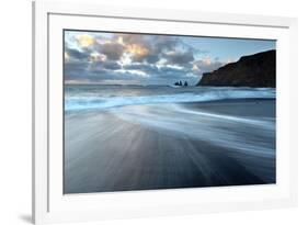 Sea Stacks of Reynisdrangar at Sunrise from the Black Volcanic Sand Beach at Vik I Myrdal-Lee Frost-Framed Photographic Print