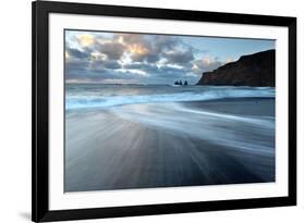 Sea Stacks of Reynisdrangar at Sunrise from the Black Volcanic Sand Beach at Vik I Myrdal-Lee Frost-Framed Photographic Print