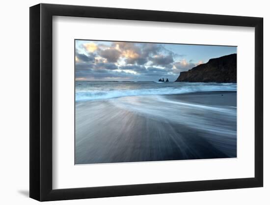 Sea Stacks of Reynisdrangar at Sunrise from the Black Volcanic Sand Beach at Vik I Myrdal-Lee Frost-Framed Photographic Print