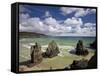 Sea Stacks on Garry Beach, Tolsta, Isle of Lewis, Outer Hebrides, Scotland, United Kingdom, Europe-Lee Frost-Framed Stretched Canvas