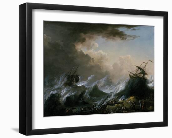 Sea Storm and Shipwreck-Christian Wilhelm Ernst Dietrich-Framed Giclee Print