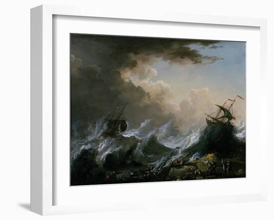 Sea Storm and Shipwreck-Christian Wilhelm Ernst Dietrich-Framed Giclee Print