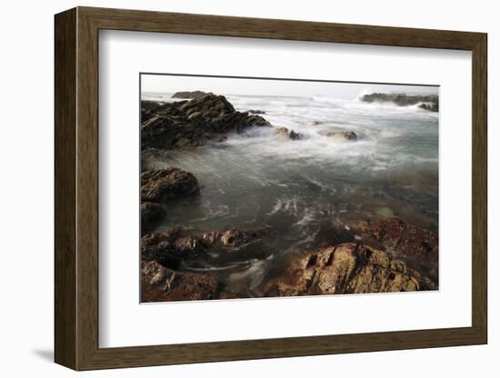 Sea Swirling around Rocks, Near Polzeath, Cornwall, England, United Kingdom, Europe-Nick Upton-Framed Photographic Print