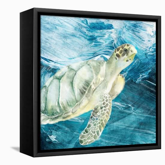 Sea Turtle Blues-Kimberly Allen-Framed Stretched Canvas