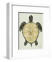 Sea Turtle in Black and Gold-Cat Coquillette-Framed Art Print