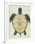 Sea Turtle in Black and Gold-Cat Coquillette-Framed Art Print