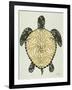 Sea Turtle in Black and Gold-Cat Coquillette-Framed Art Print