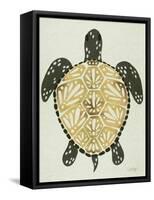 Sea Turtle in Black and Gold-Cat Coquillette-Framed Stretched Canvas