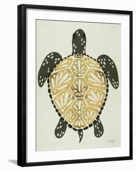 Sea Turtle in Black and Gold-Cat Coquillette-Framed Art Print