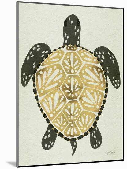 Sea Turtle in Black and Gold-Cat Coquillette-Mounted Art Print