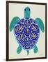 Sea Turtle in Blue and Gold-Cat Coquillette-Framed Premium Giclee Print