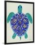 Sea Turtle in Blue and Gold-Cat Coquillette-Framed Premium Giclee Print