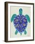 Sea Turtle in Blue and Gold-Cat Coquillette-Framed Art Print