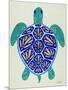 Sea Turtle in Blue and Gold-Cat Coquillette-Mounted Art Print