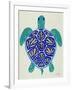 Sea Turtle in Blue and Gold-Cat Coquillette-Framed Art Print