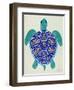 Sea Turtle in Blue and Gold-Cat Coquillette-Framed Art Print