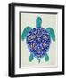 Sea Turtle in Blue and Gold-Cat Coquillette-Framed Art Print