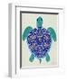 Sea Turtle in Blue and Gold-Cat Coquillette-Framed Art Print