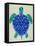 Sea Turtle in Blue– Cat Coquillette-Cat Coquillette-Framed Stretched Canvas