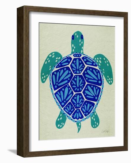 Sea Turtle in Blue– Cat Coquillette-Cat Coquillette-Framed Art Print