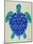 Sea Turtle in Blue– Cat Coquillette-Cat Coquillette-Mounted Art Print